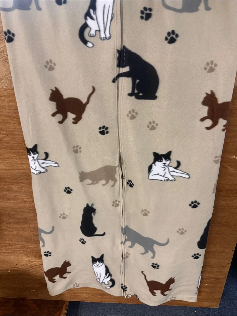 Beige Cat-Print Pet Blanket by
